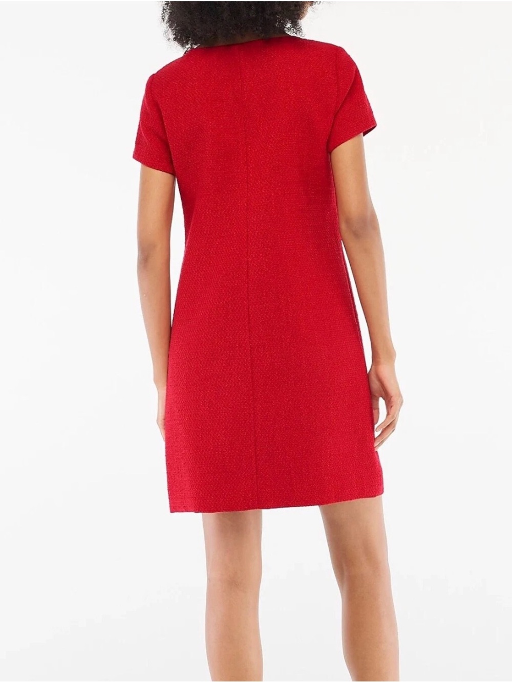 NWT $128 J. Crew Factory Red Cardinal Tweed Short Sleeve Dress Size 16 - Picture 4 of 9